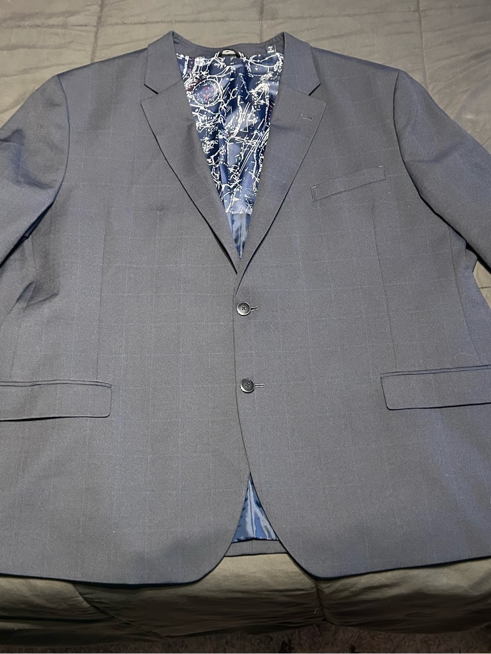 Nautica Men's Dark Navy Two-Button Blazer with Patterned Lining